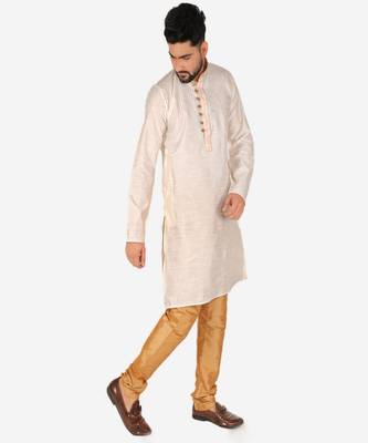 Men's Silk Kurta Pajama | Mandarin Collar | A-line (A-109) 2