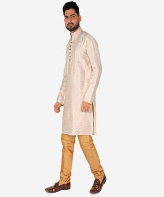 Men's Silk Kurta Pajama | Mandarin Collar | A-line (A-109) 3