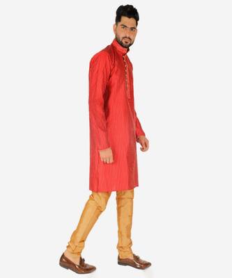 Men's Silk Kurta Pajama | Mandarin Collar | A-line (A-109) 2