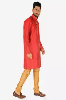 Men's Silk Kurta Pajama | Mandarin Collar | A-line (A-109)