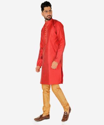 Men's Silk Kurta Pajama | Mandarin Collar | A-line (A-109) 3