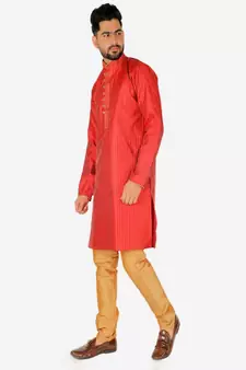 Men's Silk Kurta Pajama | Mandarin Collar | A-line (A-109)
