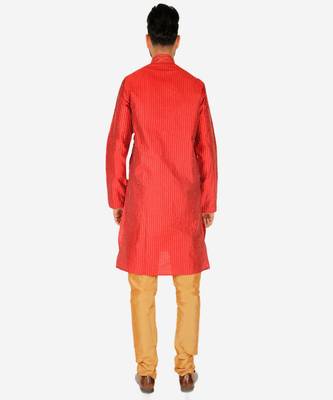 Men's Silk Kurta Pajama | Mandarin Collar | A-line (A-109) 4