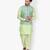 Light Green Printed Silk Kurta Pajama & Waistcoat Set For Mens