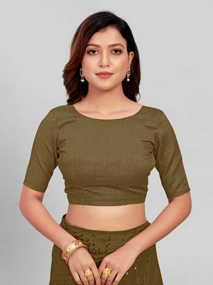 Hirvanti Fashion Designer Olive Green Sequined Embroidered Saree with Blouse Piece 5