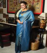 Rich And Classy Blue Colour Soft Silk Saree For Fancy Party Looks