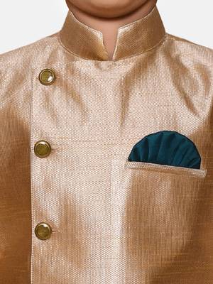 Brown plain jaquard boys-sherwani 3