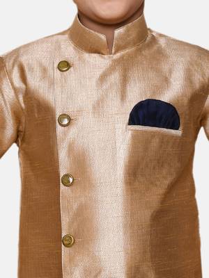 Brown plain jaquard boys-sherwani 3