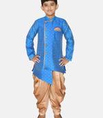 Blue plain brocade boys-sherwani