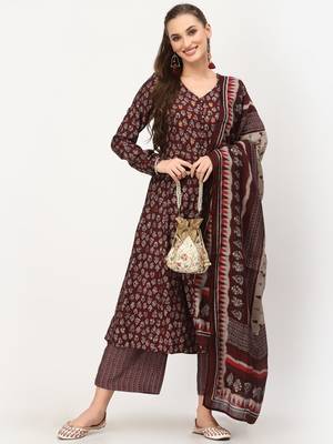 Maroon thread embroidery chanderi silk salwar 1