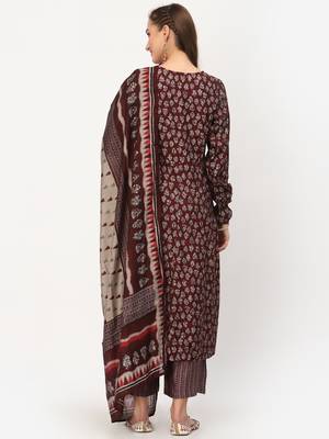 Maroon thread embroidery chanderi silk salwar 2