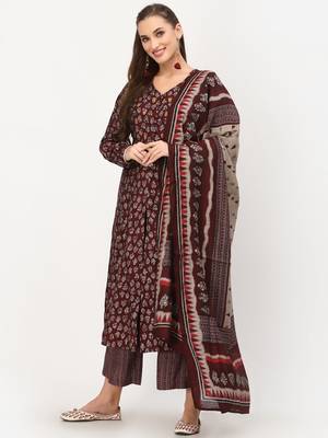 Maroon thread embroidery chanderi silk salwar 3
