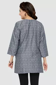 Grey printed rayon short-kurtis