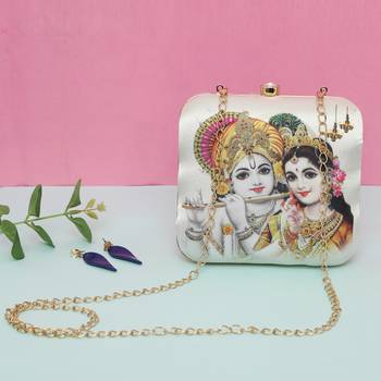 Worthy Enterprises Lord Krishna Printed Clutch for Womens & Girls 3