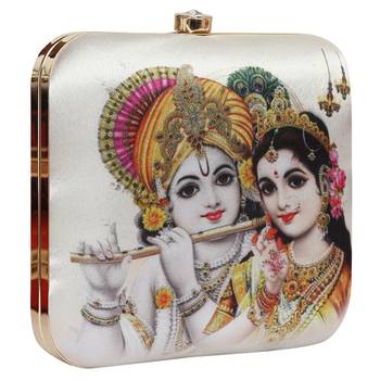 Worthy Enterprises Lord Krishna Printed Clutch for Womens & Girls 4