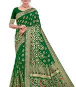 Green Woven Art Silk Saree With Blouse