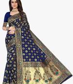 Blue Woven Art Silk Saree With Blouse