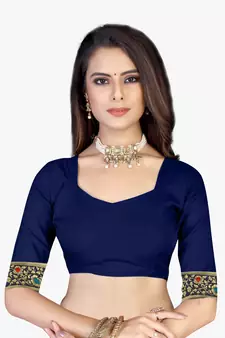 Blue Woven Art Silk Saree With Blouse