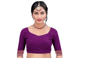 Purple Woven Art Silk Saree With Blouse 4