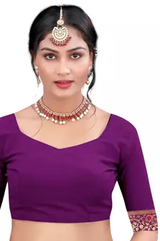 Purple Woven Art Silk Saree With Blouse