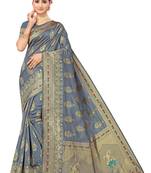 Grey Woven  Art Silk Saree With Blouse