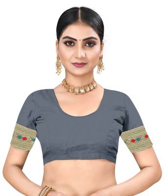 Grey Woven Art Silk Saree With Blouse 5