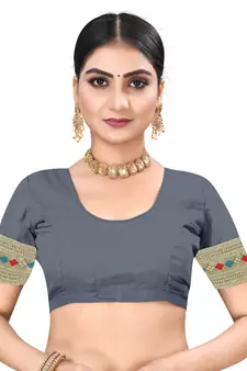 Grey Woven Art Silk Saree With Blouse