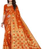 Orange Woven Art Silk Saree With Blouse