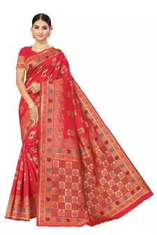 Pink Woven  Art Silk Saree With Blouse