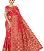 Pink Woven Art Silk Saree With Blouse