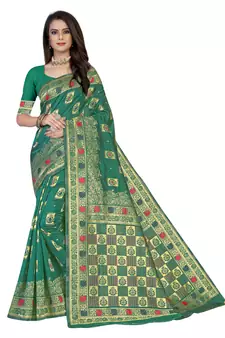 Green Woven  Art Silk Saree With Blouse