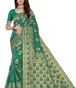 Green Woven Art Silk Saree With Blouse