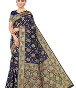 Blue Woven Art Silk Saree With Blouse