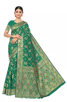 Green Woven  Art Silk Saree With Blouse