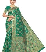 Green Woven Art Silk Saree With Blouse