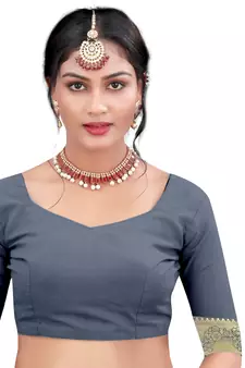 Grey Woven Art Silk Saree With Blouse