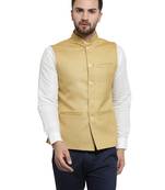 Mustard Yellow Nehru jacket For Men Stylish Latest Design Suitable for Ethnic Wear