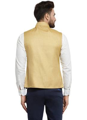 Mustard Yellow Nehru jacket For Men Stylish Latest Design Suitable for Ethnic Wear 2