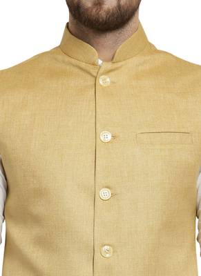 Mustard Yellow Nehru jacket For Men Stylish Latest Design Suitable for Ethnic Wear 4