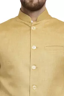 Mustard Yellow Nehru jacket For Men Stylish Latest Design Suitable for Ethnic Wear