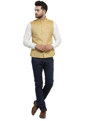 Mustard Yellow Nehru jacket For Men Stylish Latest Design Suitable for Ethnic Wear 5