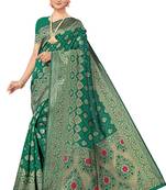 Green Woven Art Silk Saree With Blouse