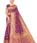Purple Woven silk blend Saree With Blouse