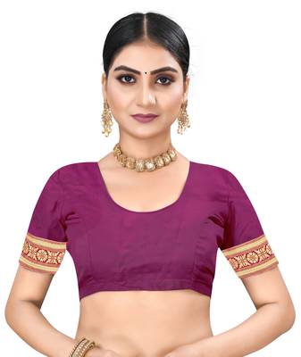 Purple Woven silk blend Saree With Blouse 5