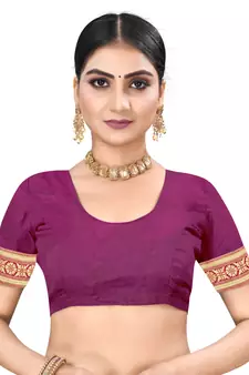 Purple Woven silk blend Saree With Blouse