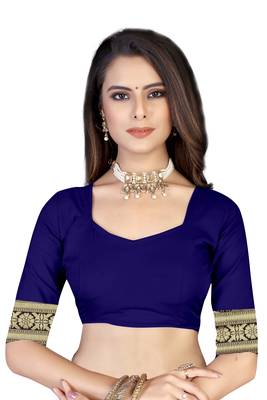 Blue Woven silk blend Saree With Blouse 5