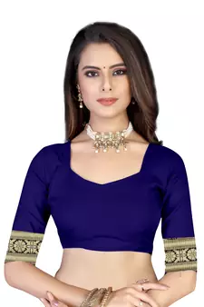 Blue Woven silk blend Saree With Blouse