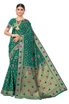 Green Woven  Art Silk Saree With Blouse