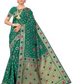 Green Woven Art Silk Saree With Blouse