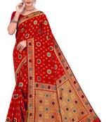 Red Woven Art Silk Saree With Blouse